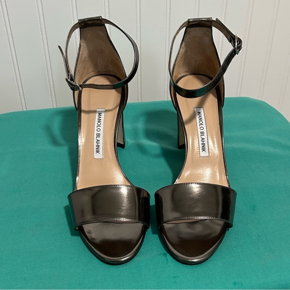 Manolo Blahnik Shoes - Manolo Blahnik Ankle-Strap Open-Toe Heels SZ: 40